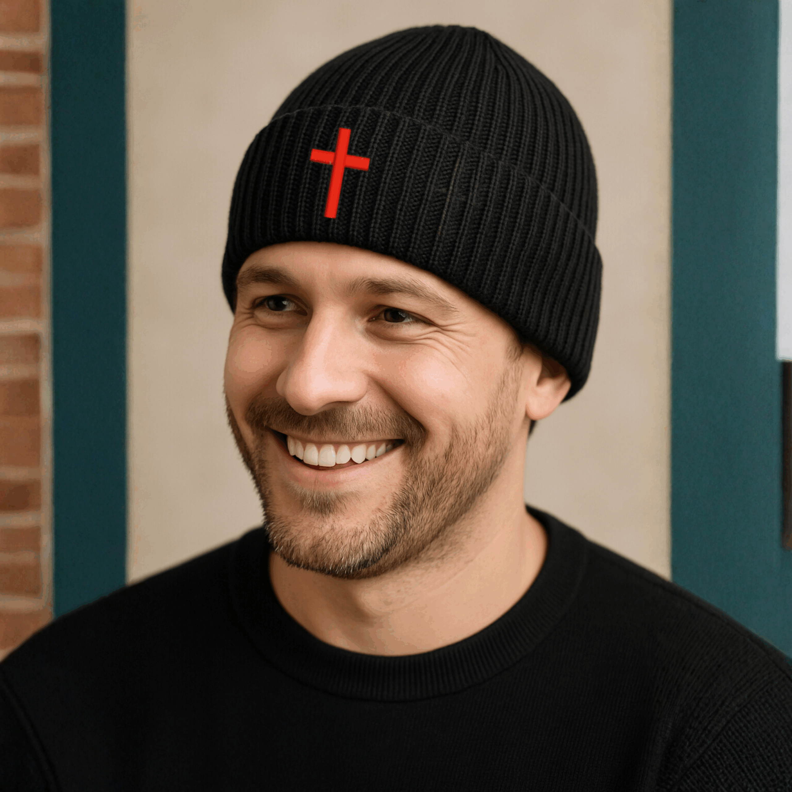 SACRAL Knitted Orthodox Beanie | Embroidered Holy Cross | Made in Romania