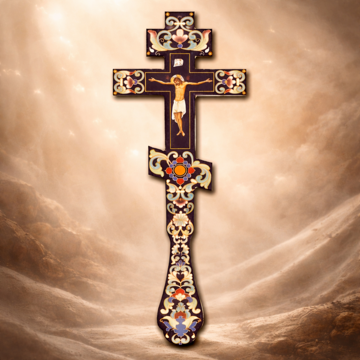 Wooden Blessing Cross | Floral Design | 30 cm