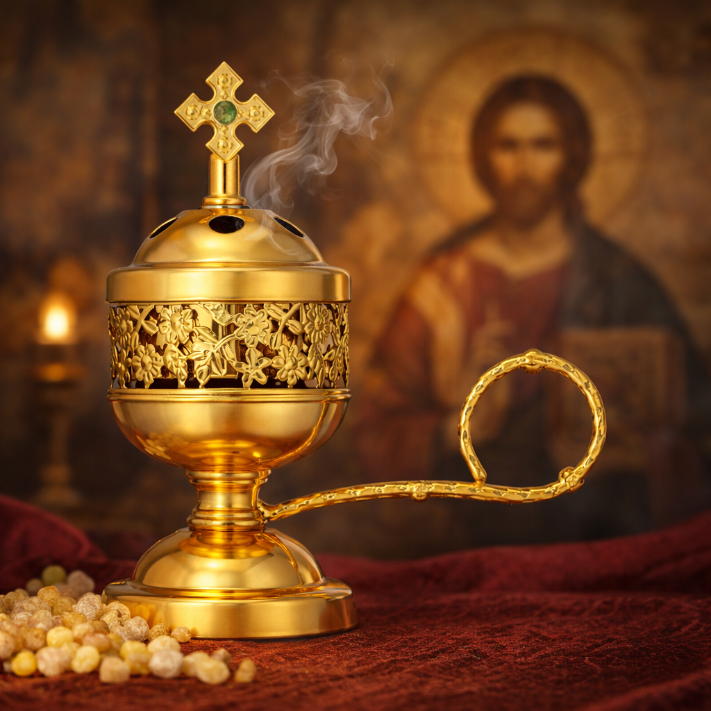Metal Hand Censer with Handle & Lid | Home Incensing