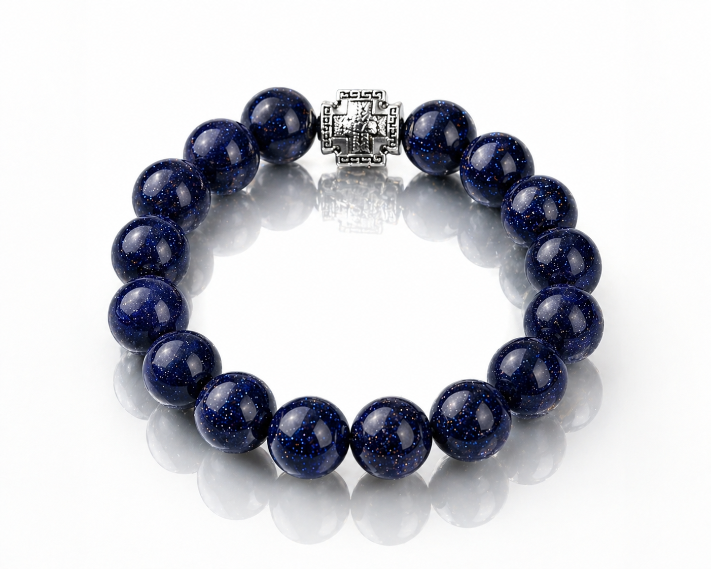 Blue Goldstone Semi-Precious Stone Bracelet | Orthodox Prayer Rope