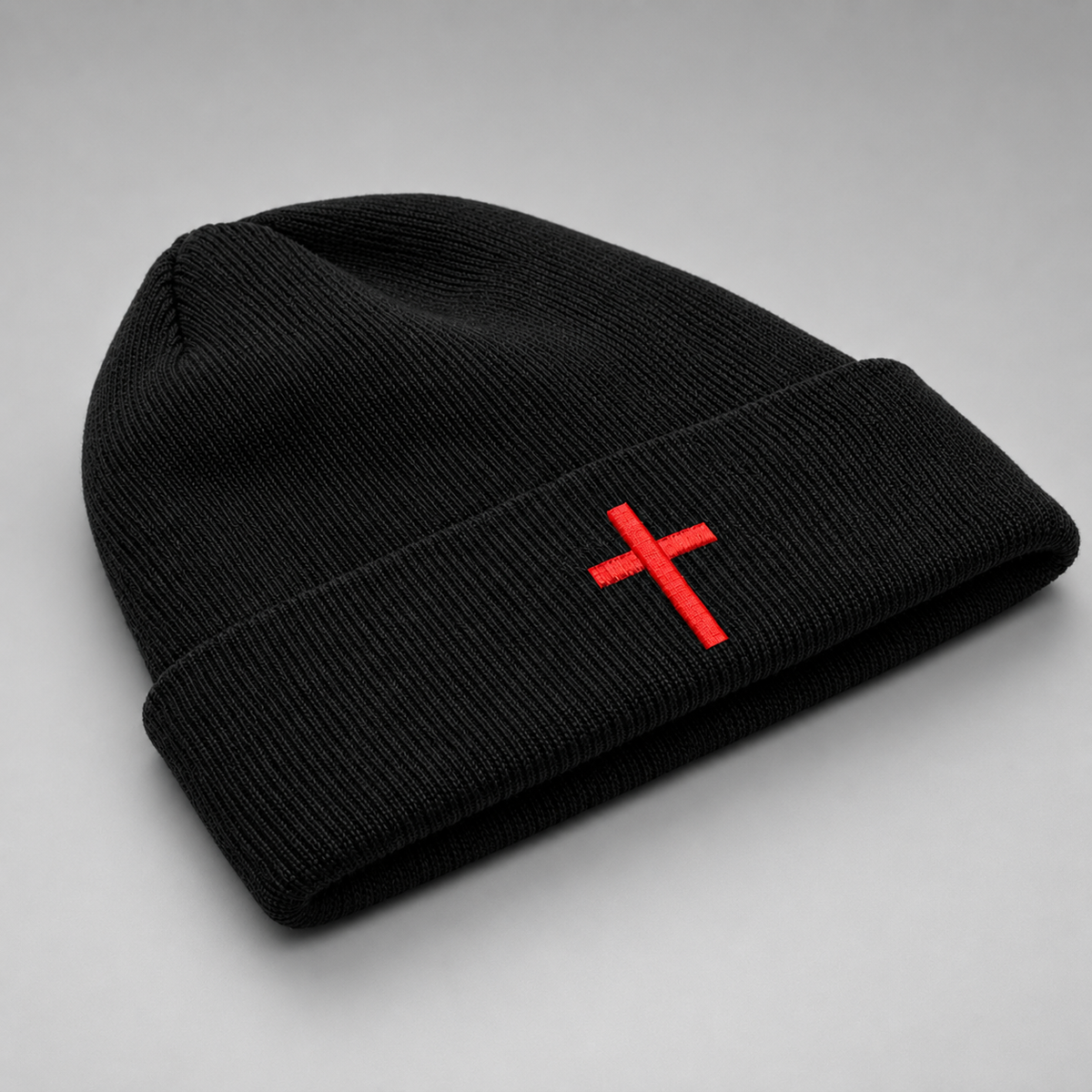 SACRAL Organic Cotton Orthodox Beanie | Embroidered Red Holy Cross