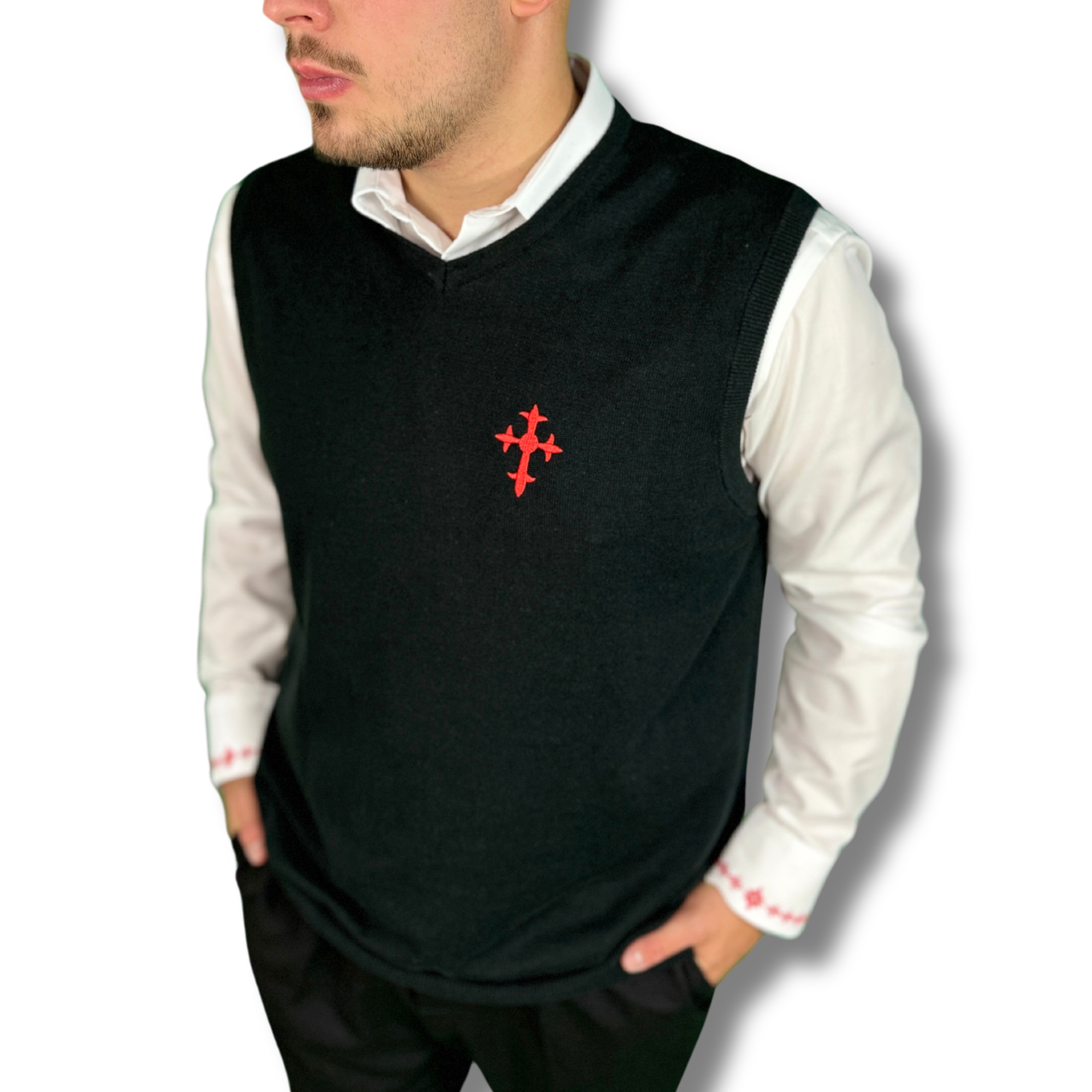 Elegant SACRAL Orthodox Vest | Embroidered Holy Cross | 100% Cotton