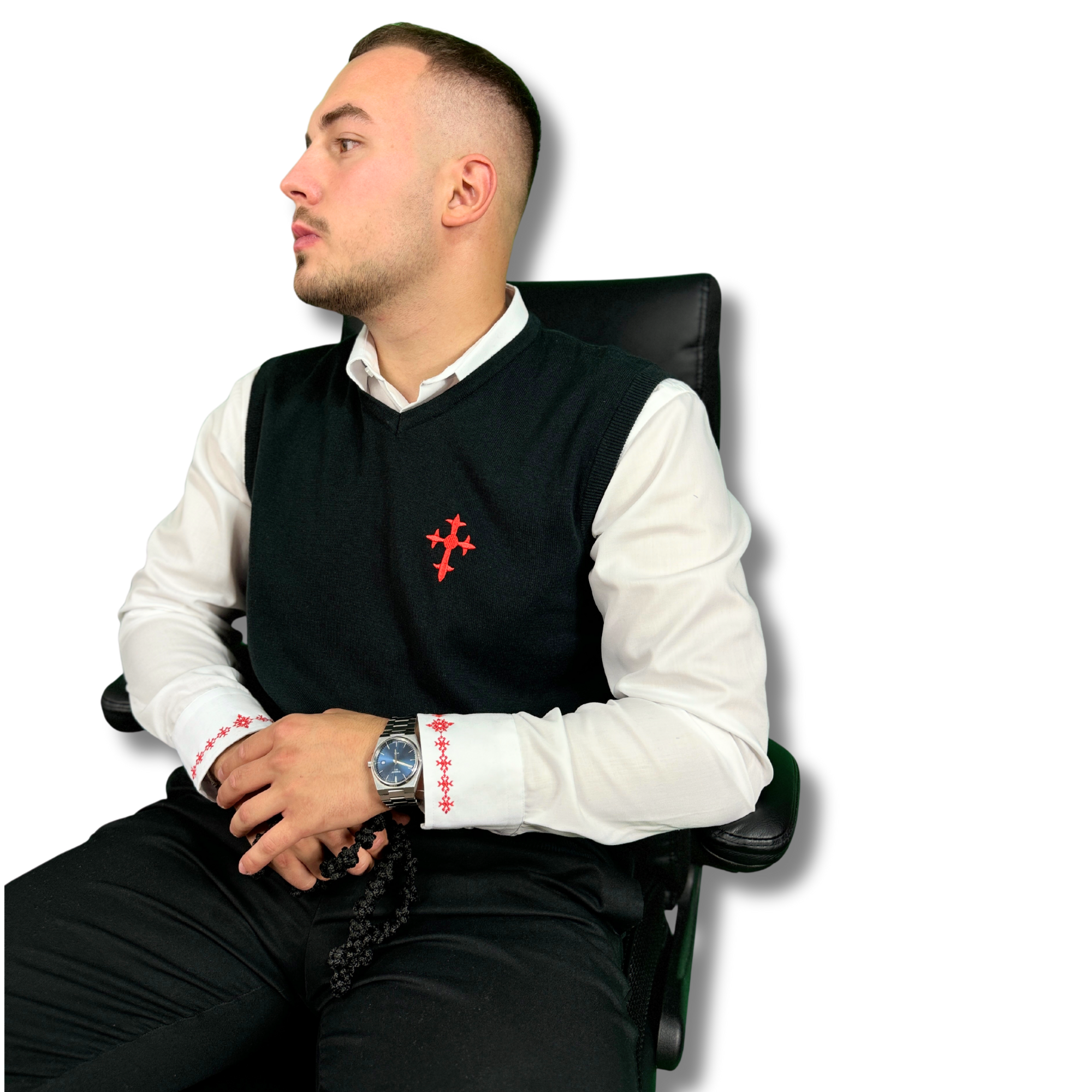Elegant SACRAL Orthodox Vest | Embroidered Holy Cross | 100% Cotton