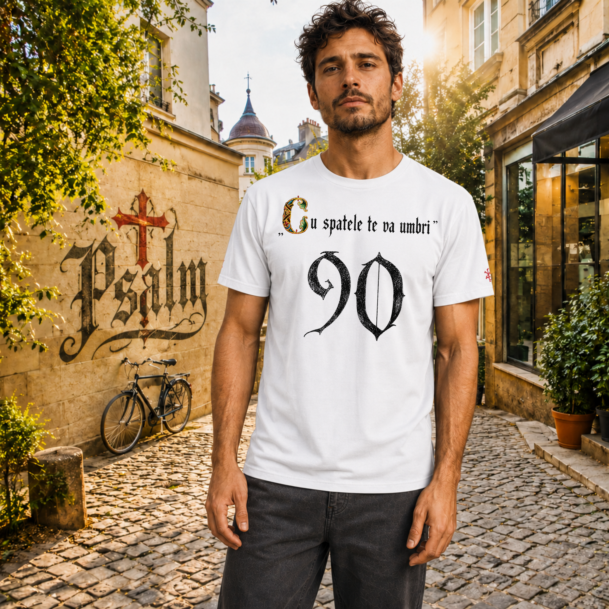 SACRAL Orthodox Psalm 90 T-Shirt | “He Will Overshadow You with His Shoulders” | 215 gsm Cotton