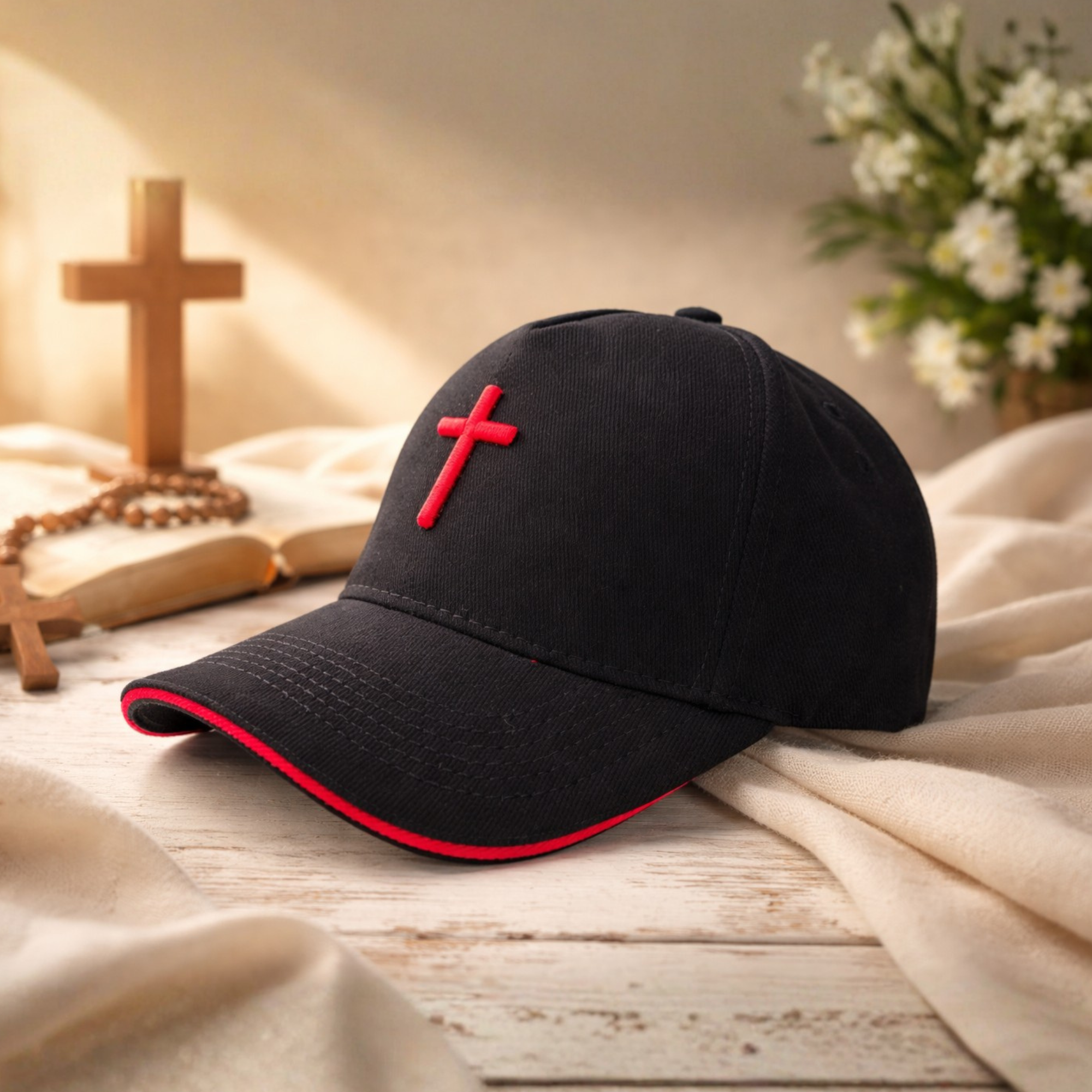 SACRAL Orthodox Cap | 3D Holy Cross Embroidery | Premium Black Cotton