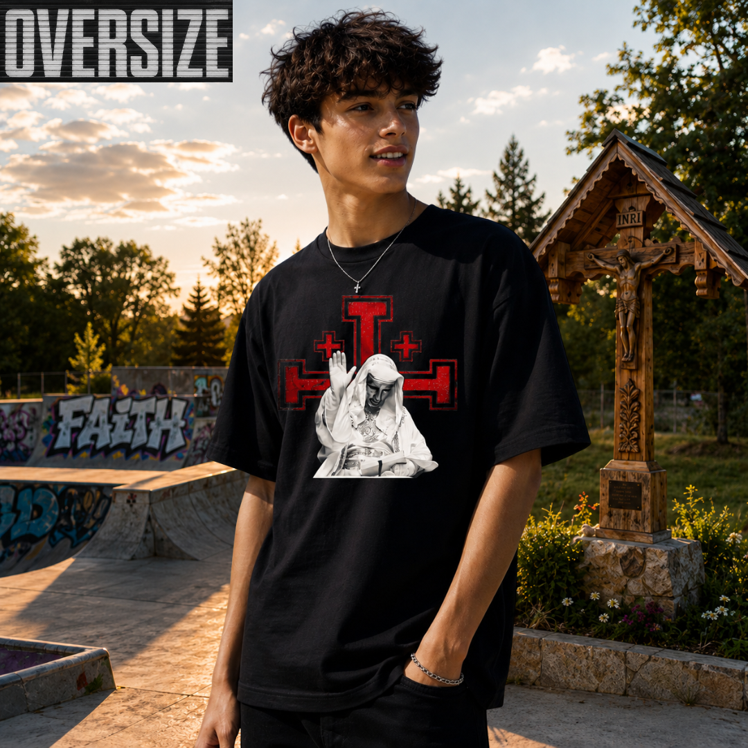 Oversized SACRAL Z Orthodox King Baldwin T-Shirt | Crusader King | Organic Cotton