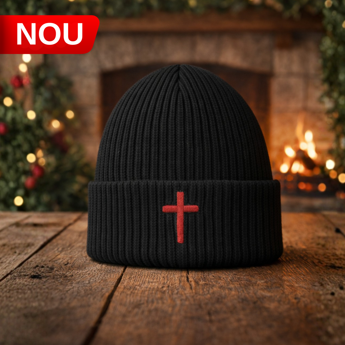 SACRAL Knitted Orthodox Beanie | Embroidered Holy Cross | Made in Romania