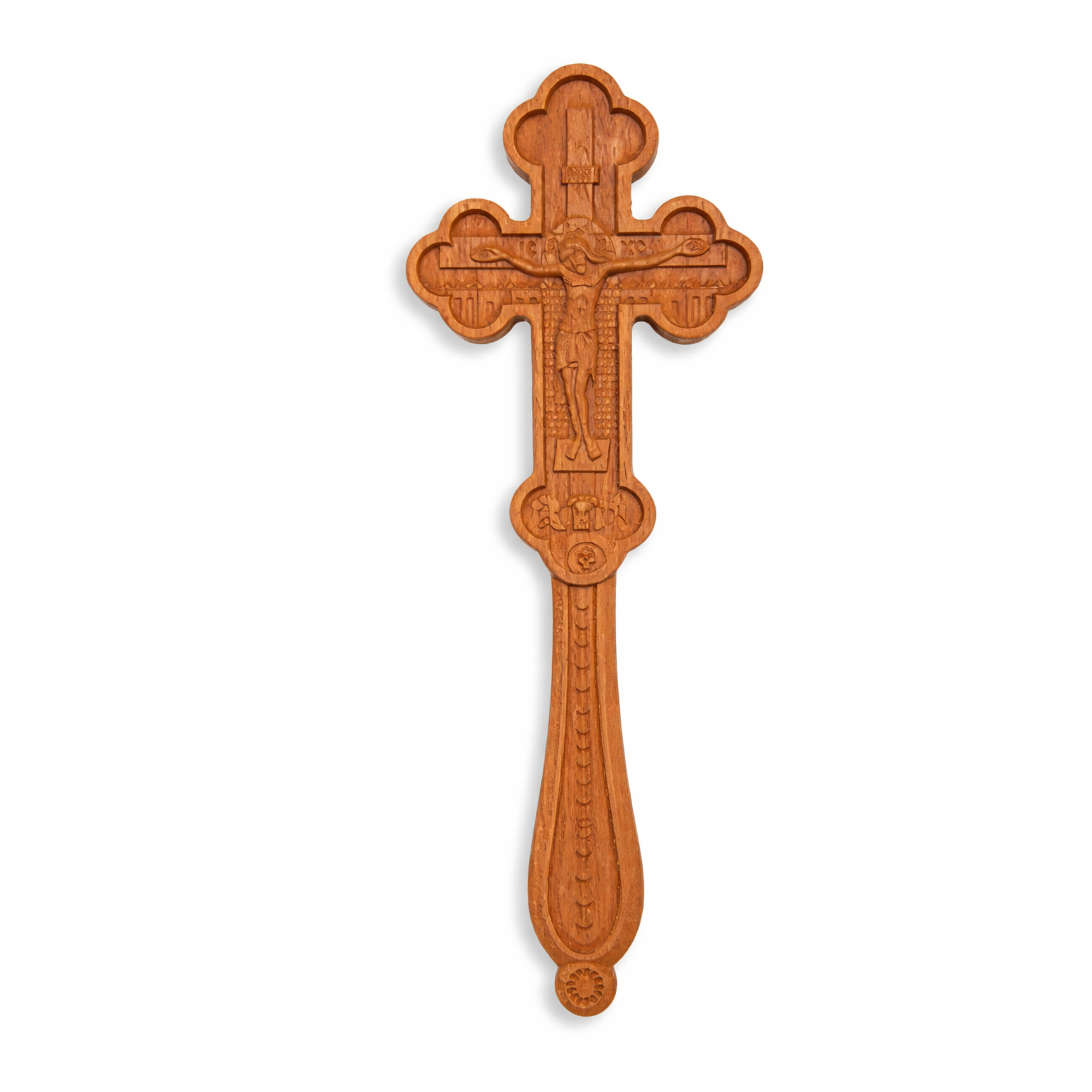 Double-Sided Carved Wooden Blessing Cross | 18 cm