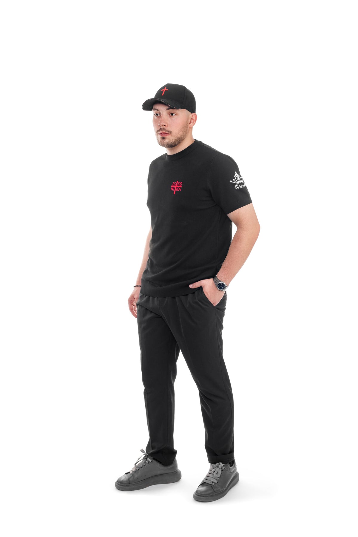 Luxury SACRAL Knit T-Shirt | Fully Knitted IC XC NIKA | Slim Fit | Limited Edition