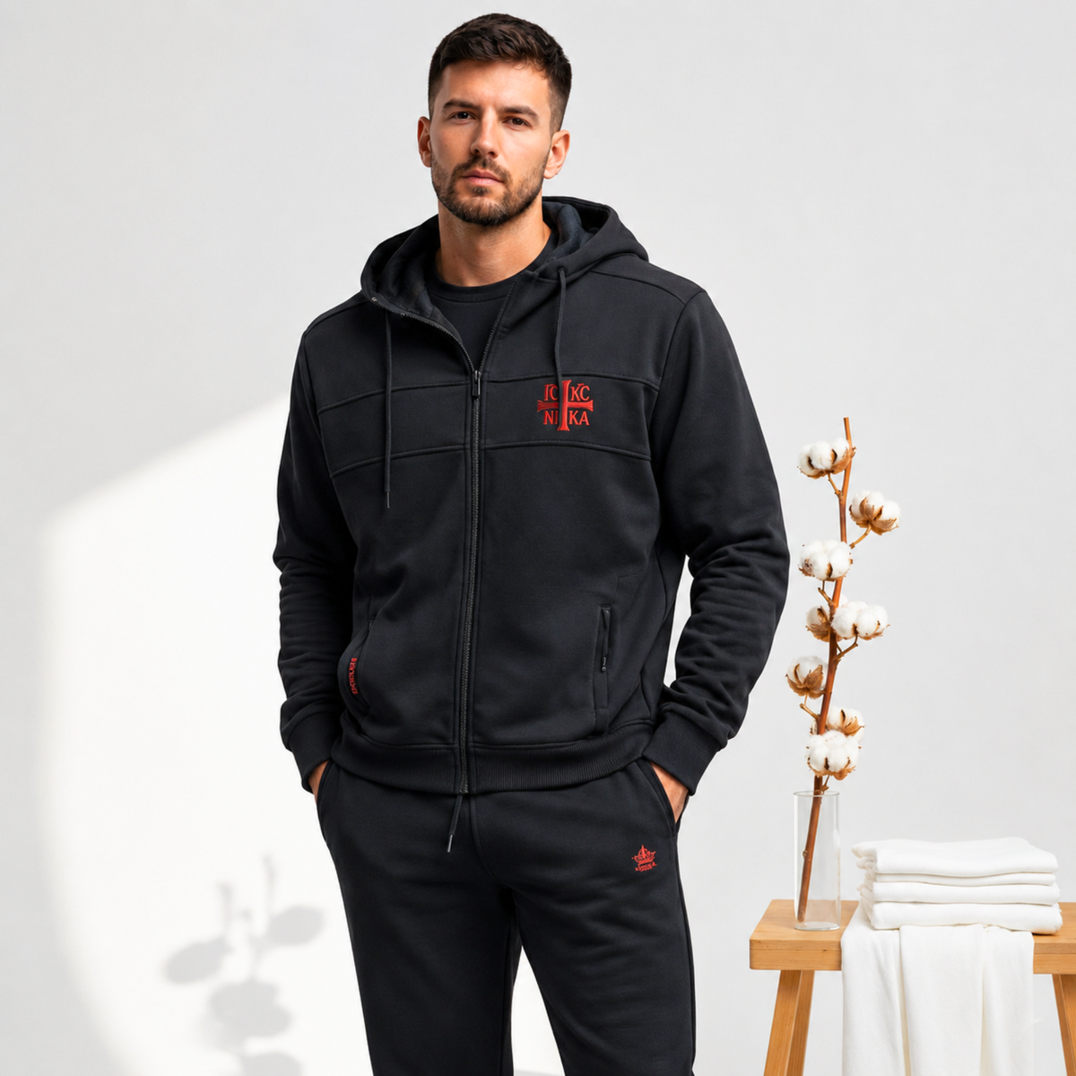 SACRAL Premium King Tracksuit | Cotton | Printed Lining | Jesus Christ Monogram