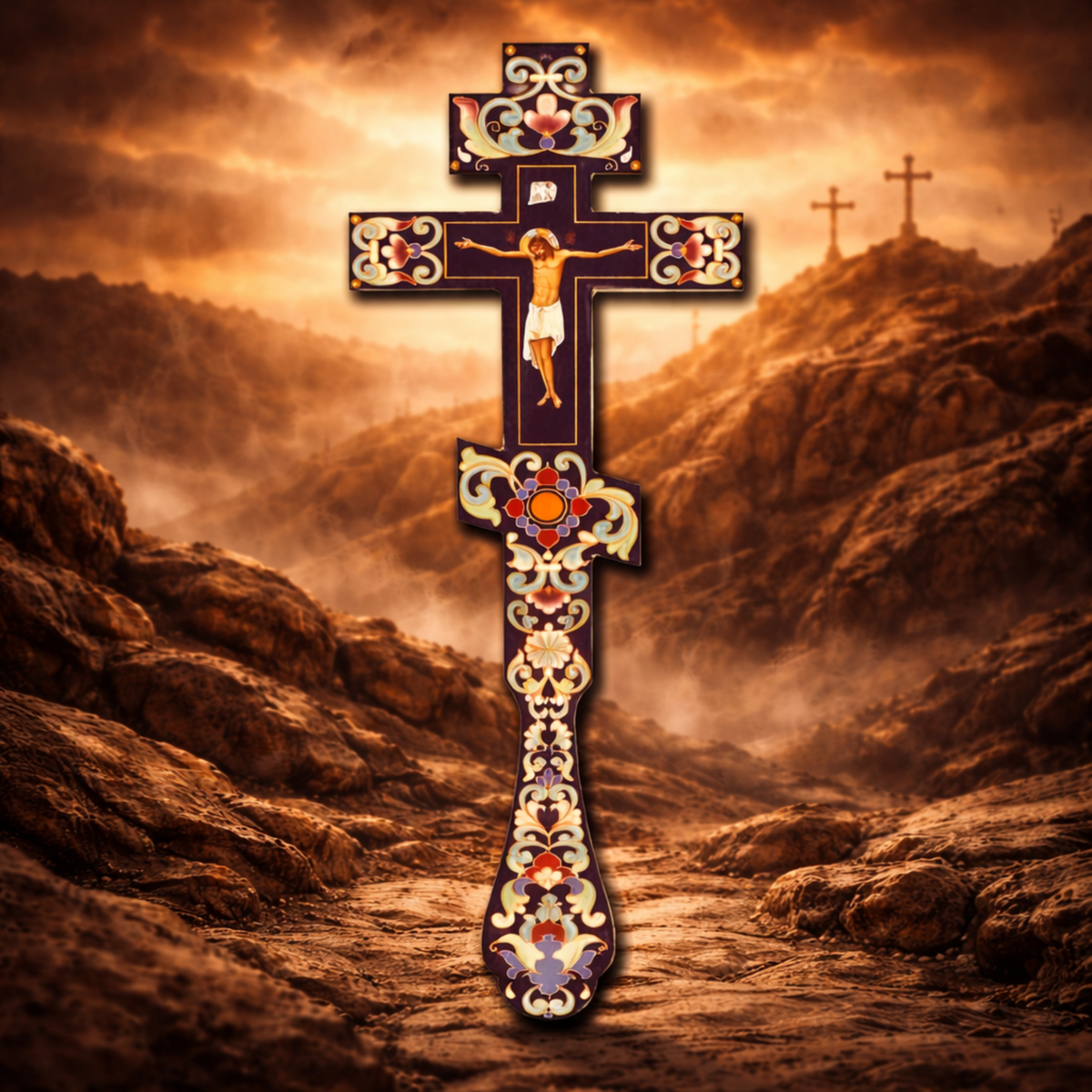 Wooden Blessing Cross | Floral Design | 30 cm