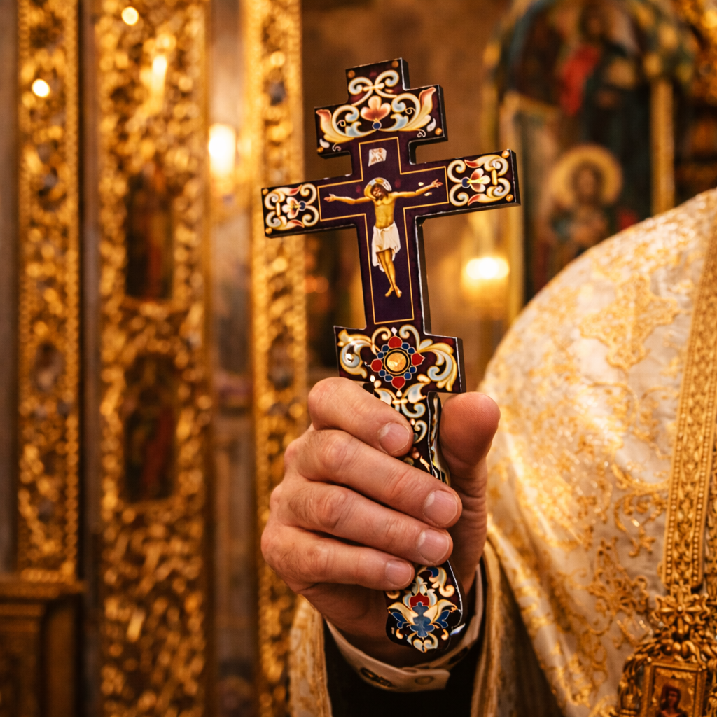 Wooden Blessing Cross | Floral Design | 30 cm