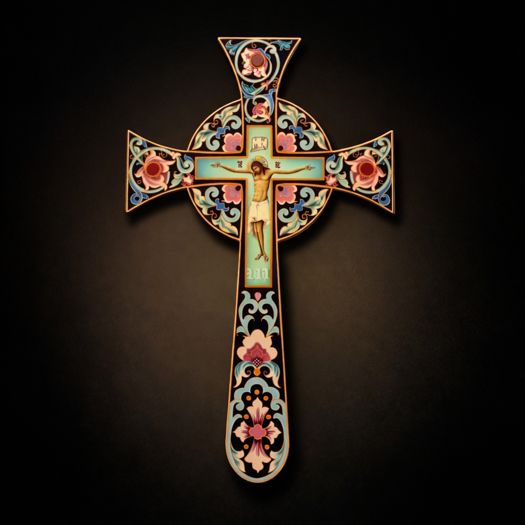 Wooden Blessing Cross | Rose Design | 30 cm