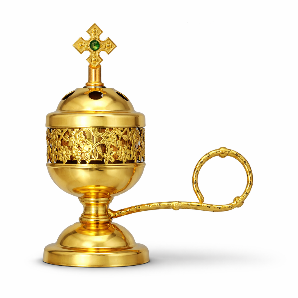 Metal Hand Censer with Handle & Lid | Home Incensing