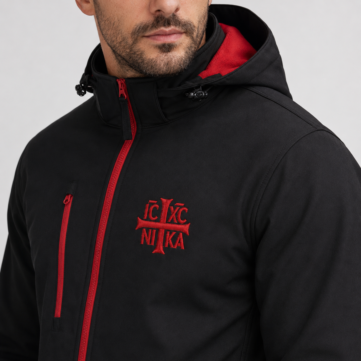 SACRAL Professional Waterproof Jacket | Embroidered Orthodox IC XC NIKA | Windproof