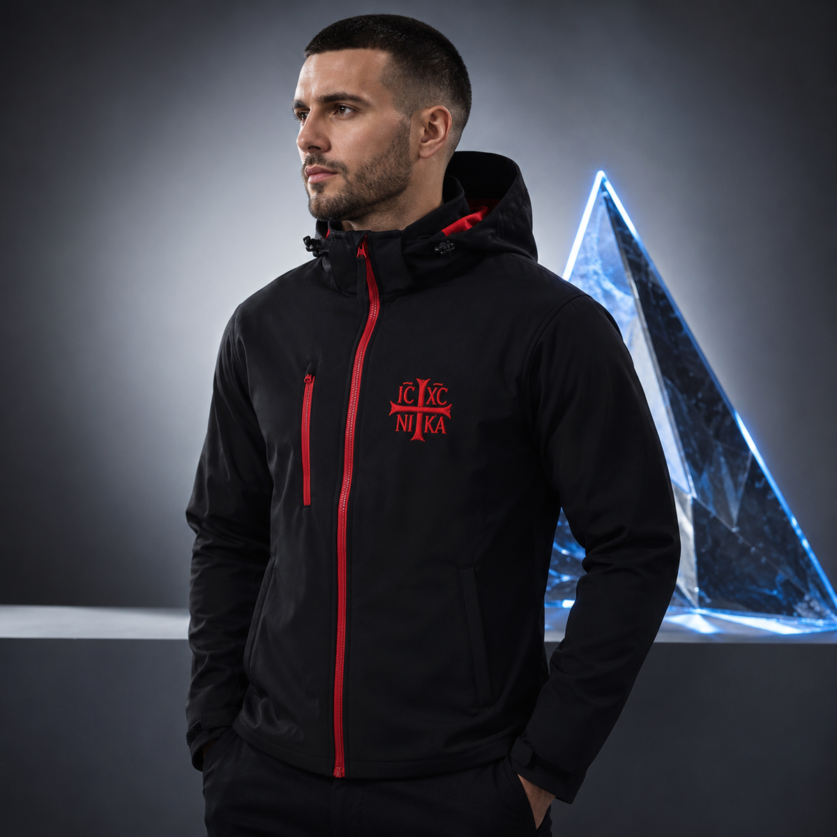 SACRAL Professional Waterproof Jacket | Embroidered Orthodox IC XC NIKA | Windproof