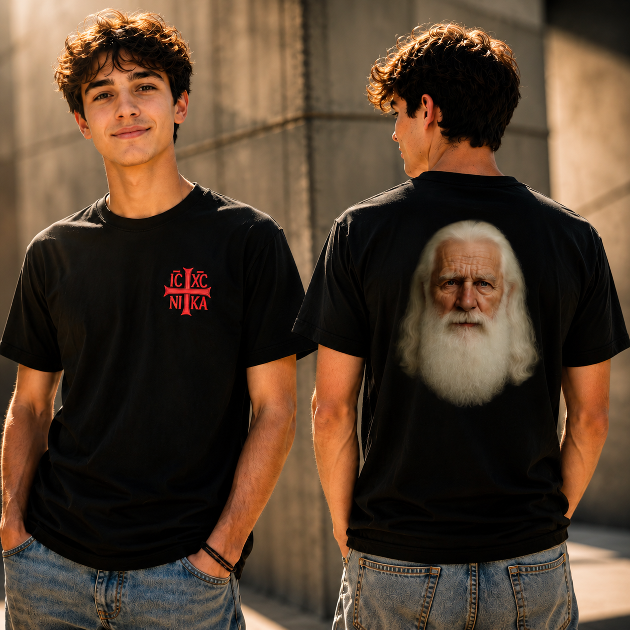 SACRAL Z Face of Wisdom Orthodox T-Shirt | Embroidered IC XC NIKA | Organic Cotton