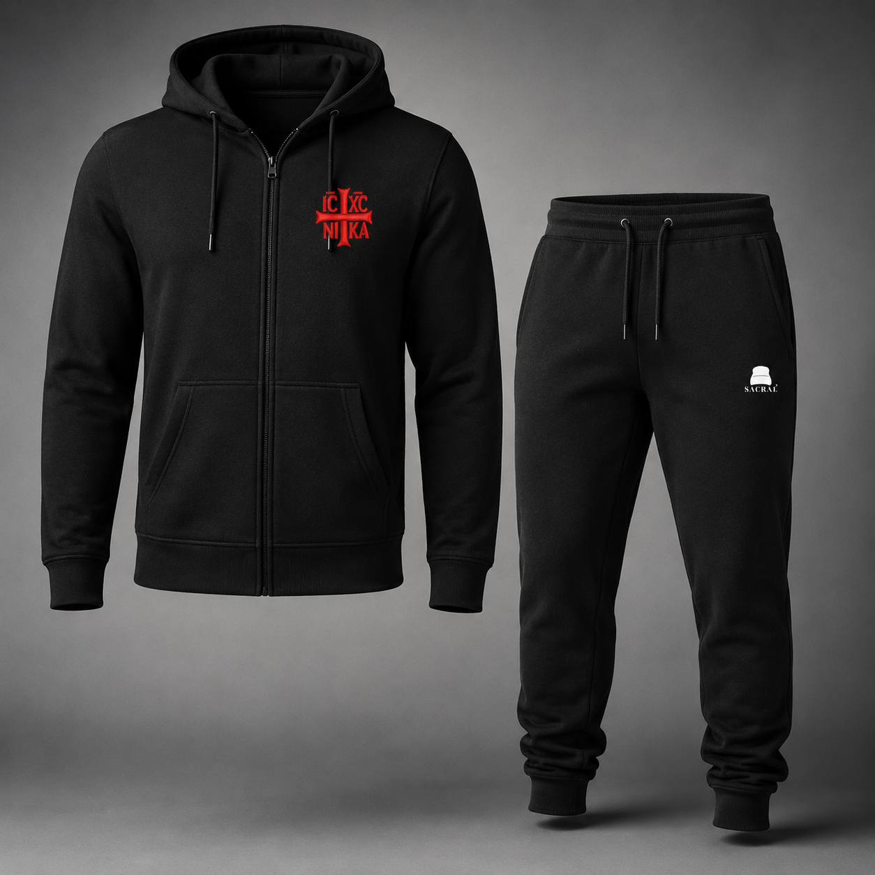 SACRAL Orthodox Tracksuit | Embroidered IC XC NIKA | Premium 300 gsm Fabric