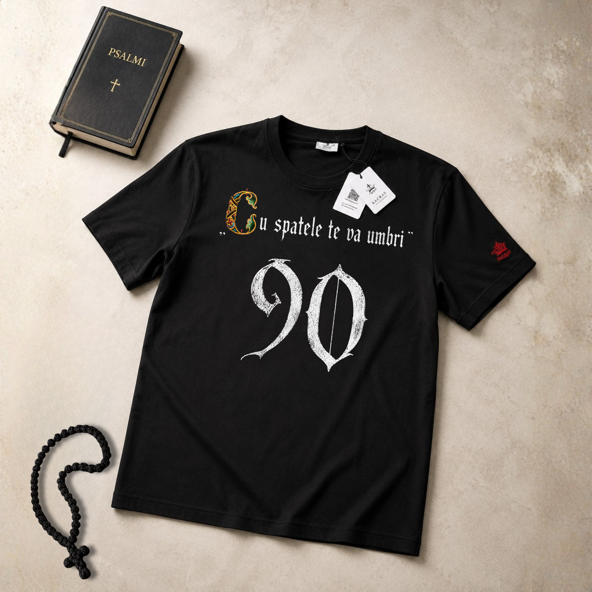 SACRAL Orthodox Psalm 90 T-Shirt | “He Will Overshadow You with His Shoulders” | 215 gsm Cotton
