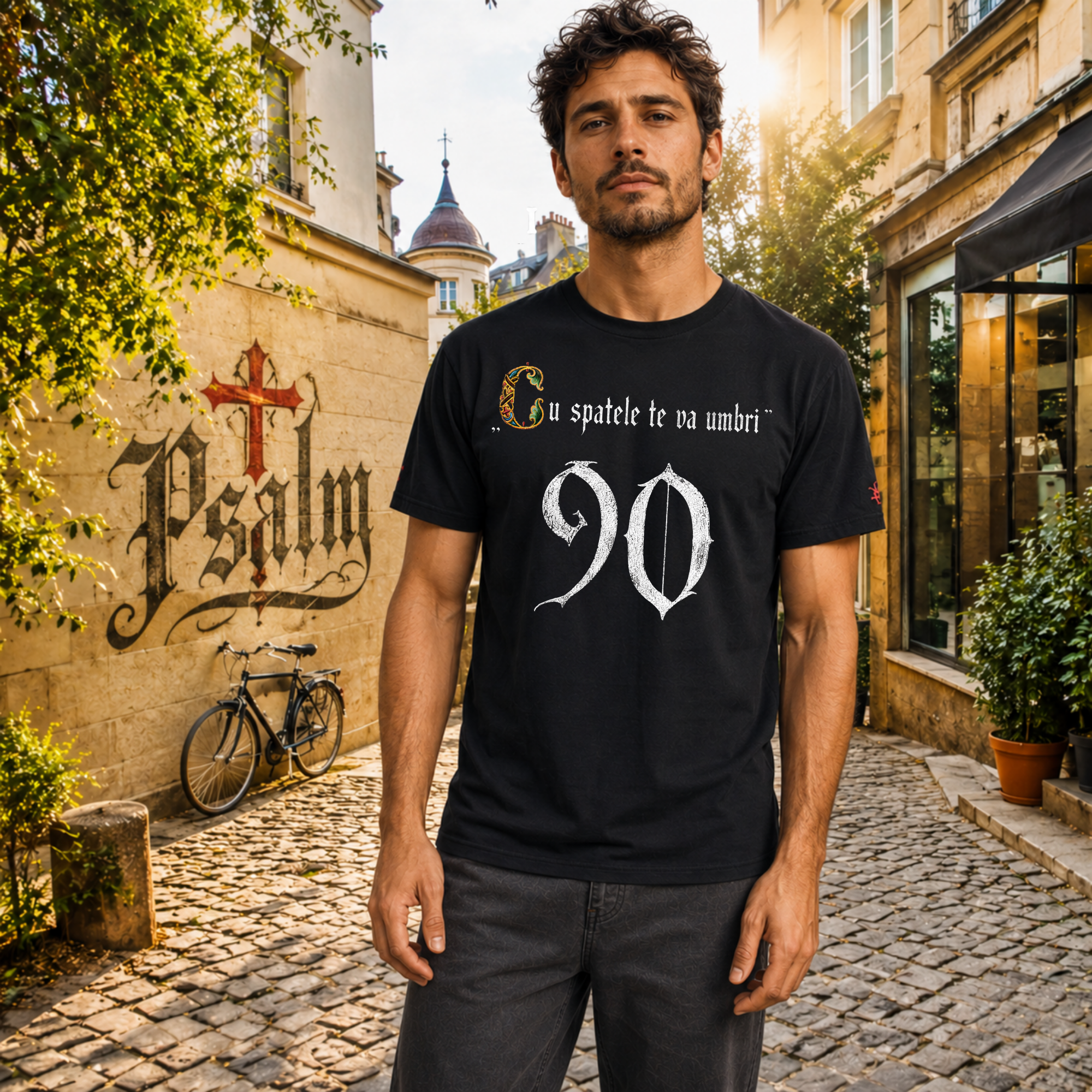 SACRAL Orthodox Psalm 90 T-Shirt | “He Will Overshadow You with His Shoulders” | 215 gsm Cotton
