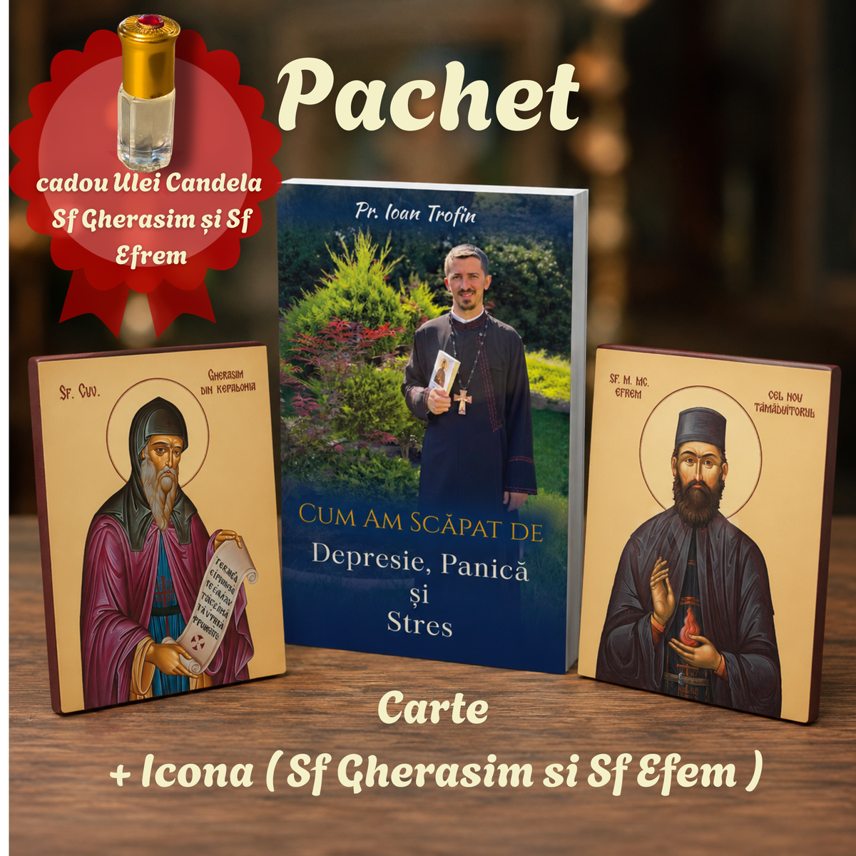 How I Overcame Depression, Panic and Stress Gift Set | Book, 2 Icons & Free Vigil Lamp Oil