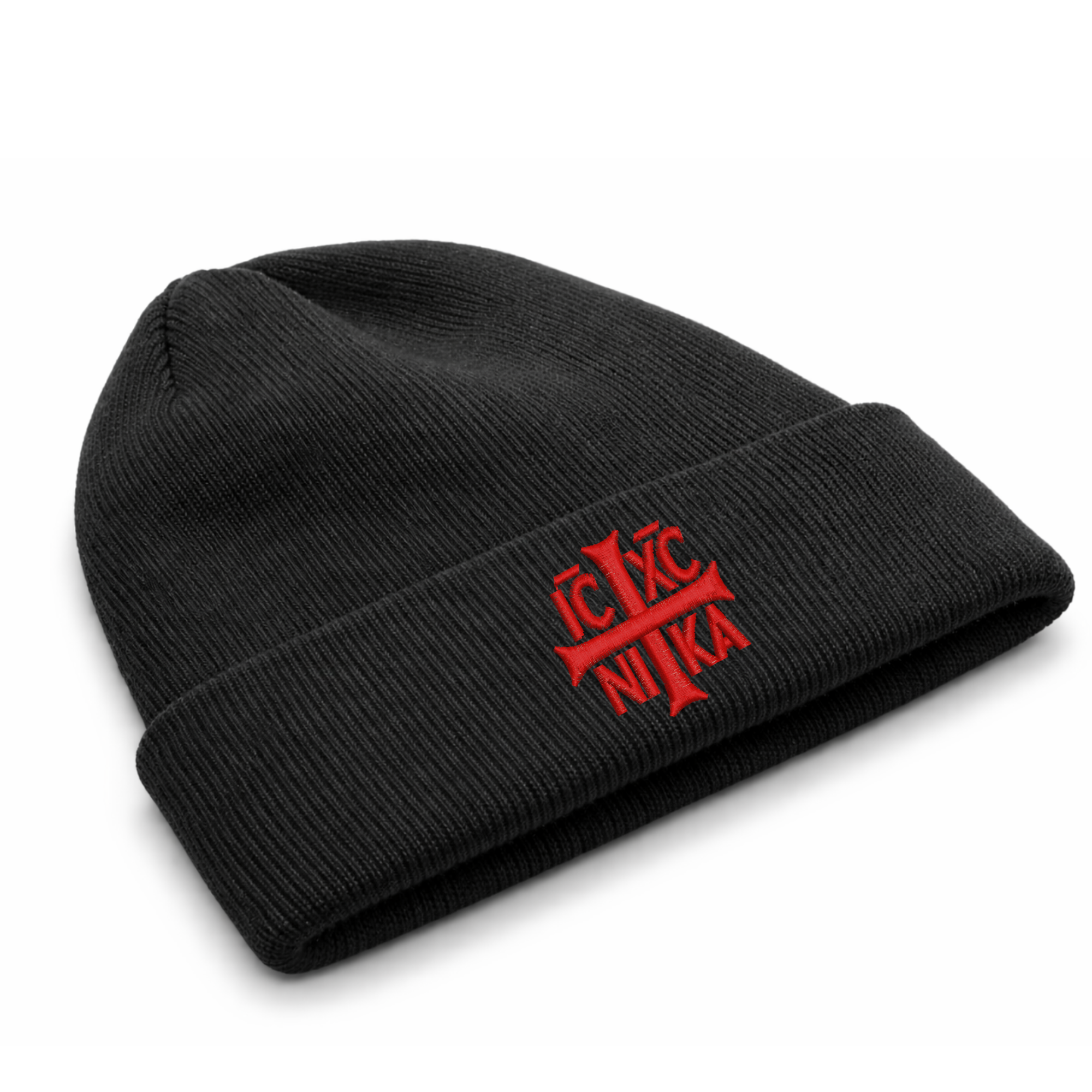 SACRAL Organic Cotton Orthodox Beanie | Embroidered Jesus Christ IC XC NIKA
