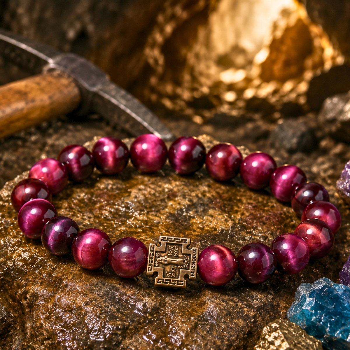 Purple Tiger's Eye Semi-Precious Stone Orthodox Prayer Rope Bracelet